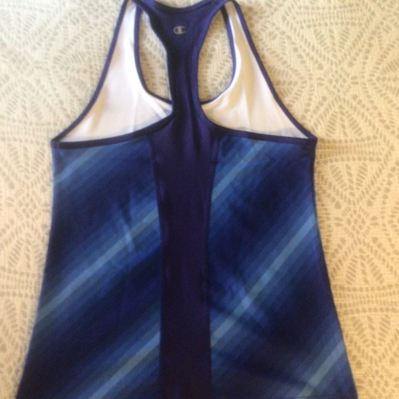 Champion Blue Diagonal Stripe Tank L - Picture 2 of 4